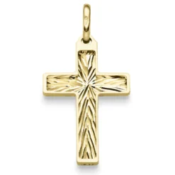 Anhänger Kreuz 30x16mm 585 Gold Gelbgold diamantiert glänzend beidseitig tragbar