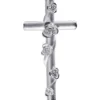 Anhänger Kreuz 27,6x14,3mm mit 5 Rosen Blumen 925 Silber mattiert Kreuzanhänger
