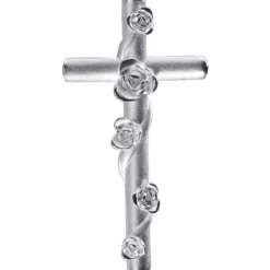 Anhänger Kreuz 27,6x14,3mm mit 5 Rosen Blumen 925 Silber mattiert Kreuzanhänger