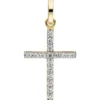 Anhänger Kreuz 19x11,7mm mit weißen Zirkonia, 375 Gold Gelbgold Goldkreuz