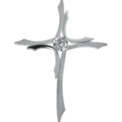 Anhänger Kreuz 25,7x18,5mm 925 Silber teil-matt mit Zirkonia Kreuzanhänger