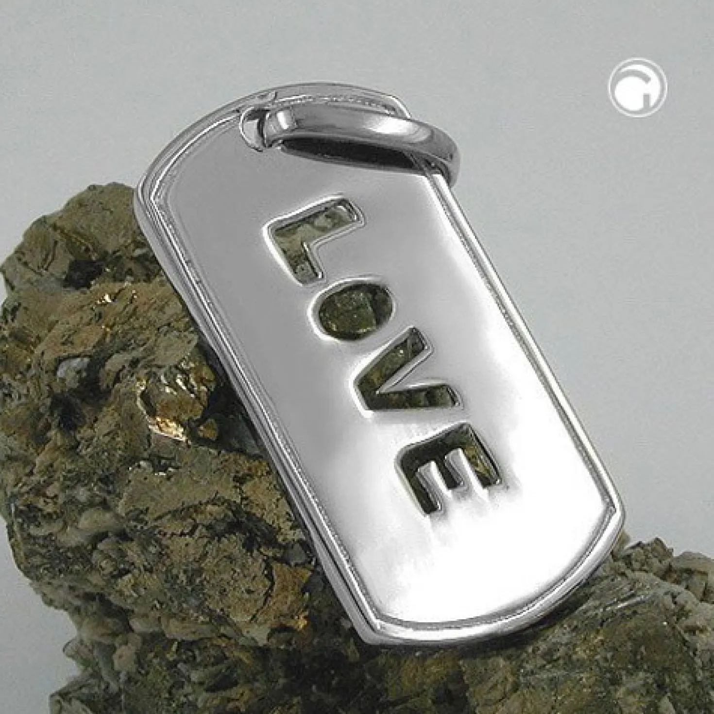 Anhänger Love aus 925 Silber, glänzend, rhodiniert, 32x16mm, Damen