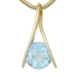 Anhänger mit Blautopas Topas himmelblau hellblau 375 Gold Gelbgold Damen