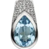 Anhänger mit Blautopas Tropfen blau hellblau & 14 Zirkonia 925 Silber 16,4x8,8mm