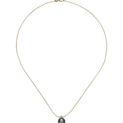 Anhänger mit Kette 42cm graue Tahiti-Perle & Diamant 0.08Ct & 585 Gold