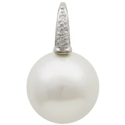 Anhänger mit Perle Muschelkernperle 16mm & Zirkonia weiß 925 Silber Damen