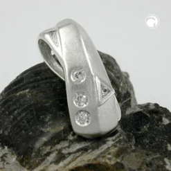 Anhänger mit 3+1 Zirkonia, 925 Silber, matt-glänzend, 20x9mm, Damen