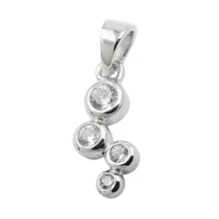Anhänger mit 4 Zirkonia weiß 12x6mm aus 925 Silber rhodiniert glänzend