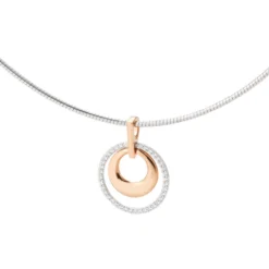 Anhänger Ø 17,3mm 585 Gold weiß/rot bicolor mit 38 Diamanten 0,247Ct. W-SI