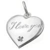 Anhänger 16mm Herz mit Zirkonia I Love You - Gravurplatte 925 Echt Silber