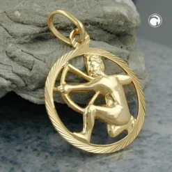 Anhänger 15mm Kettenanhänger Sternzeichen Schütze aus 375 Gold Gelbgold Unisex