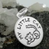 Anhänger 12mm Medaille Katze My Little Cat schwarz 925 Silber Kinder
