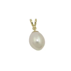 Anhänger 18mm mit Perle Süßwasser-Zuchtperle oval 375 Gold Gelbgold Goldanhänger