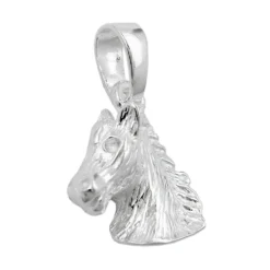 Anhänger 12mm Silberanhänger Pferdekopf massiv 925 Sterlingsilber Damen