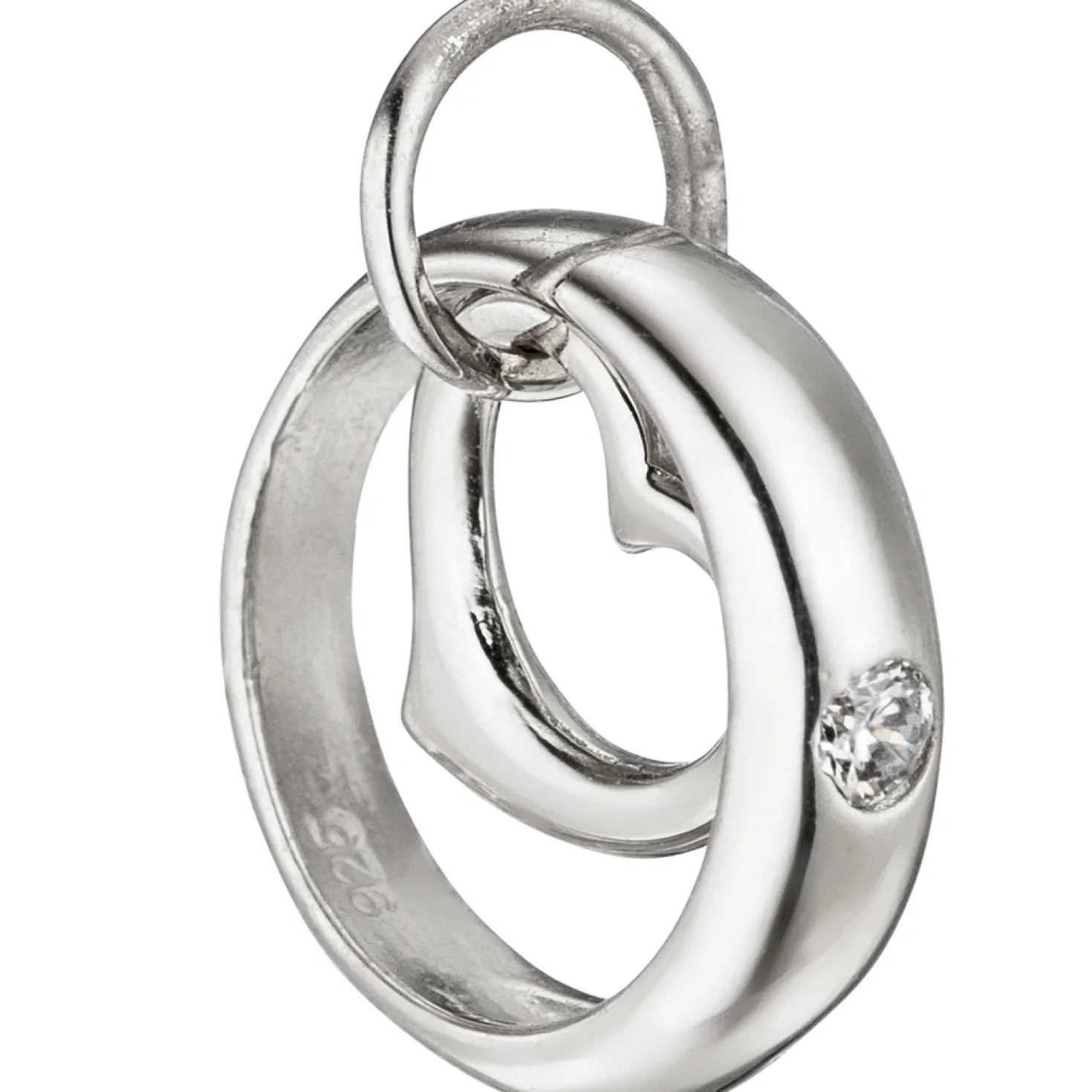 Anhänger 3,1mm Taufanhänger Taufring mit Herz Herzchen weiße Zirkonia 925 Silber