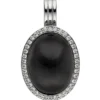 Anhänger Mondstein-Imitation schwarz mit Wölbung 38 Zirkonia 925 Silber