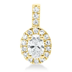 Anhänger Oval aus 750 Gold Gelbgold 18 Diamanten 0,35ct TW-SI 12,6x6,6mm mit Öse