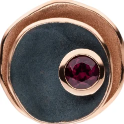 Anhänger roter Rhodolith flache Ebene teiloxydiert 925 Silber Rotgold vergoldet