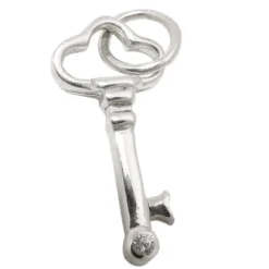 Anhänger Schlüssel 21x10mm mit weißen Zirkonia, 925 Silber Halsschmuck Damen