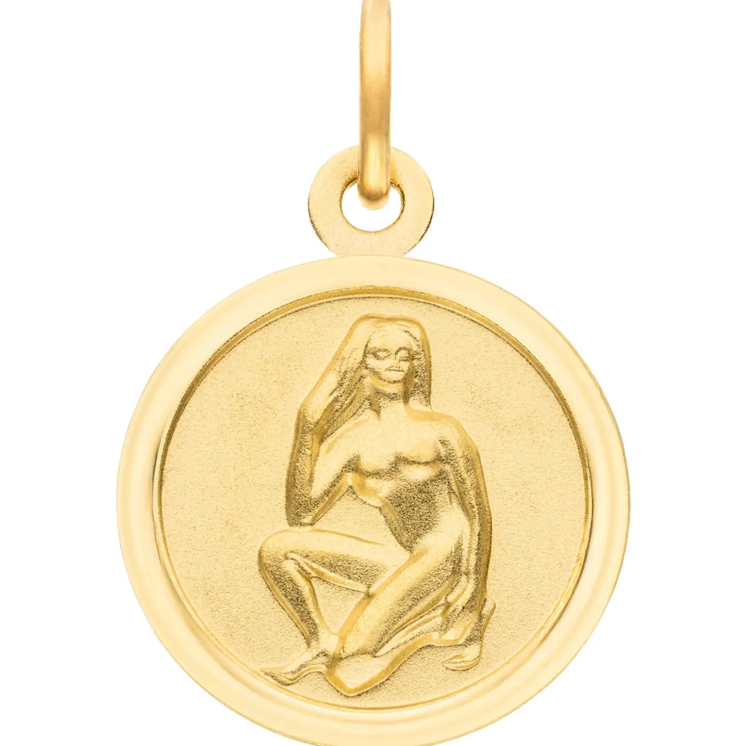 Anhänger Sternzeichen Jungfrau aus 333 Gold Gelbgold mattiert rund Ø 12mm