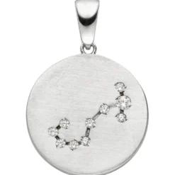 Anhänger Sternzeichen Skorpion 10 Zirkonia 925 Silber mattiert rund Halsschmuck