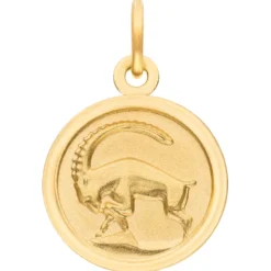 Anhänger Sternzeichen Steinbock aus 333 Gold Gelbgold mattiert rund Ø 12mm