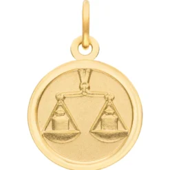 Anhänger Sternzeichen Waage aus 333 Gold Gelbgold mattiert rund Ø 12mm