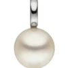 Anhänger Süßwasser Perle 8,5-9mm creme-weiß 585 Gold Weißgold schlicht Damen