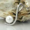 Anhänger Süßwasser Zuchtperle 7mm Bogen mit Zirkonia weiß 925 Silber
