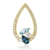 Anhänger Tropfen aus 585 Gelbgold 2 Topase 0,43ct London Blue mit Diamanten