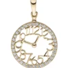 Anhänger Uhr mit Pfeilen und Ziffer 333 Gold Gelbgold 36 Zirkonia rundum Ø16,3mm