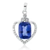 Anhänger 750 Weißgold Tansanit 2,62ct blau 24 Brillanten 0,15ct F-SI 21,6x13mm