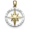 Anhänger Windrose Kompass 24x18mm aus 585 Gold Gelbgold Weißgold glänzend