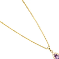 Anhänger 7,7x13,9mm Amethyst hellviolett Tropfen spitzoval 333 Gold Gelbgold