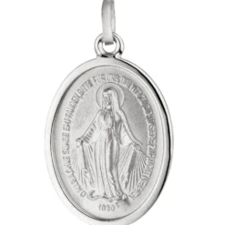 Anhänger 15,3x23,1mm Amulett Milagrosa oval 925 Silber rhodiniert teilmattiert
