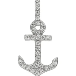 Anhänger 10x19,7mm Anker Schifsanker mit weißen Zirkonia 925 Silber rhodiniert