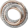 Anhänger 25,7x24,7mm aus 925 Silber bicolor rotgold vergoldet mit 44 Zirkonia