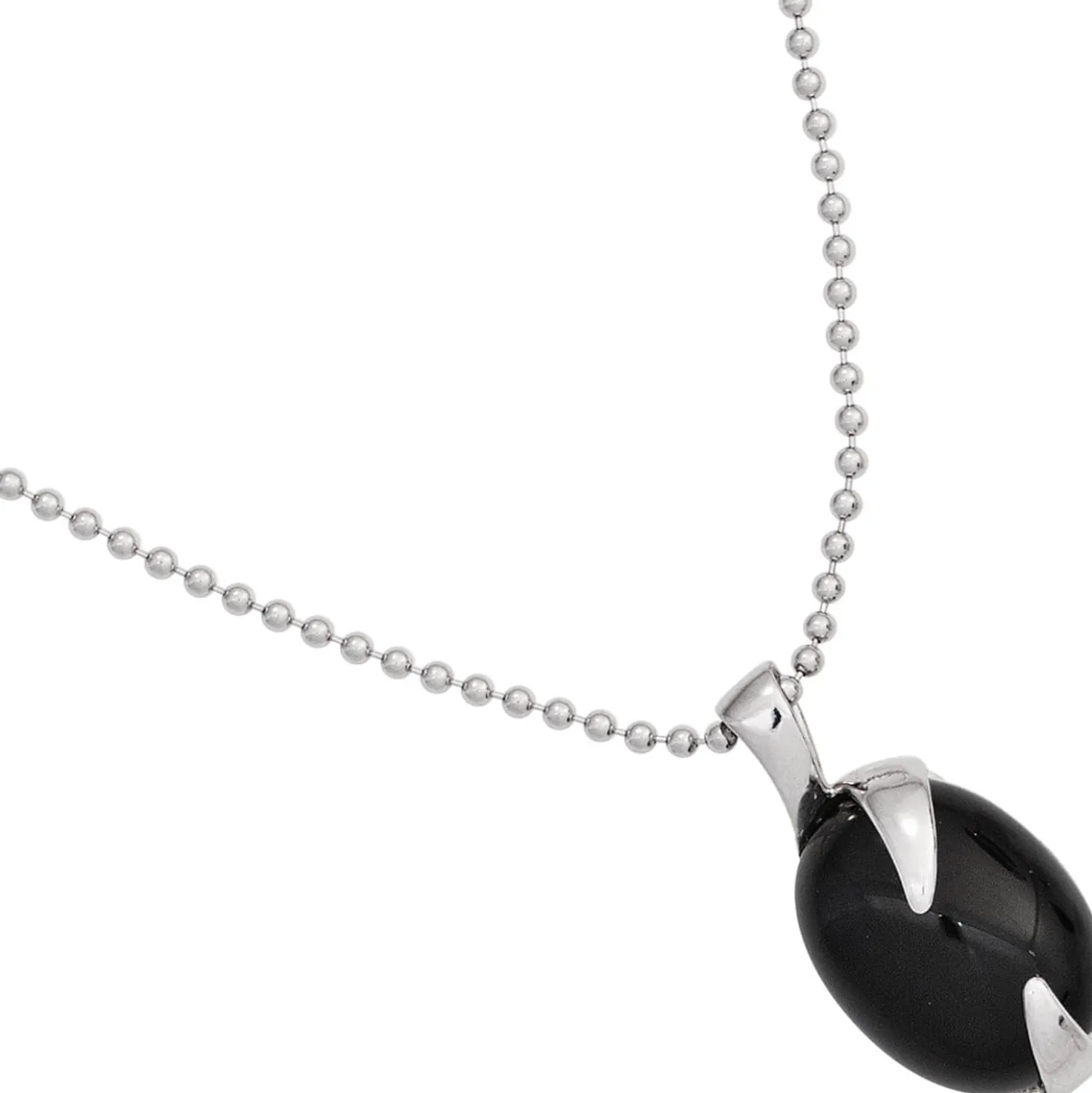 Anhänger 12x23,9mm aus 925 Silber Edelstein Onyx oval glatt glänzend Damen