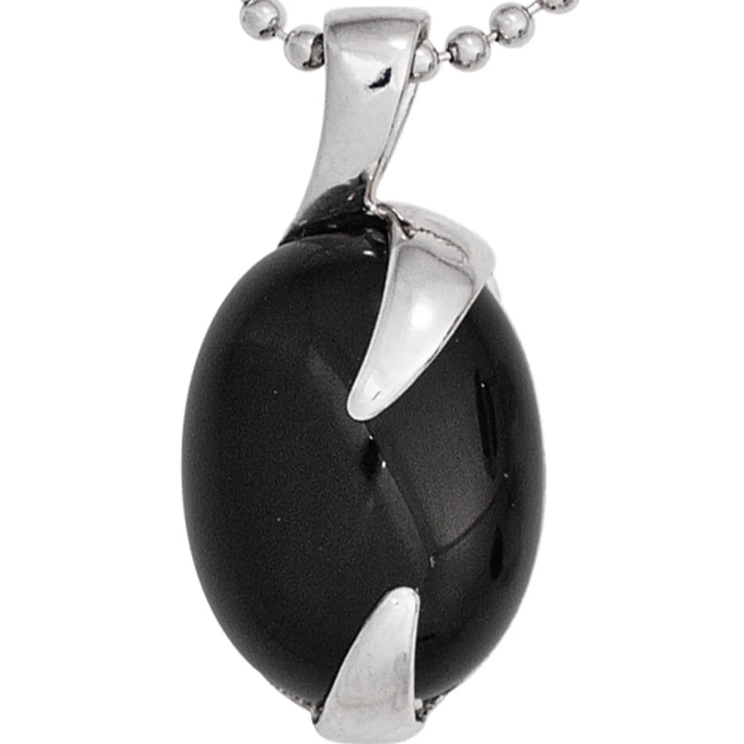 Anhänger 12x23,9mm aus 925 Silber Edelstein Onyx oval glatt glänzend Damen