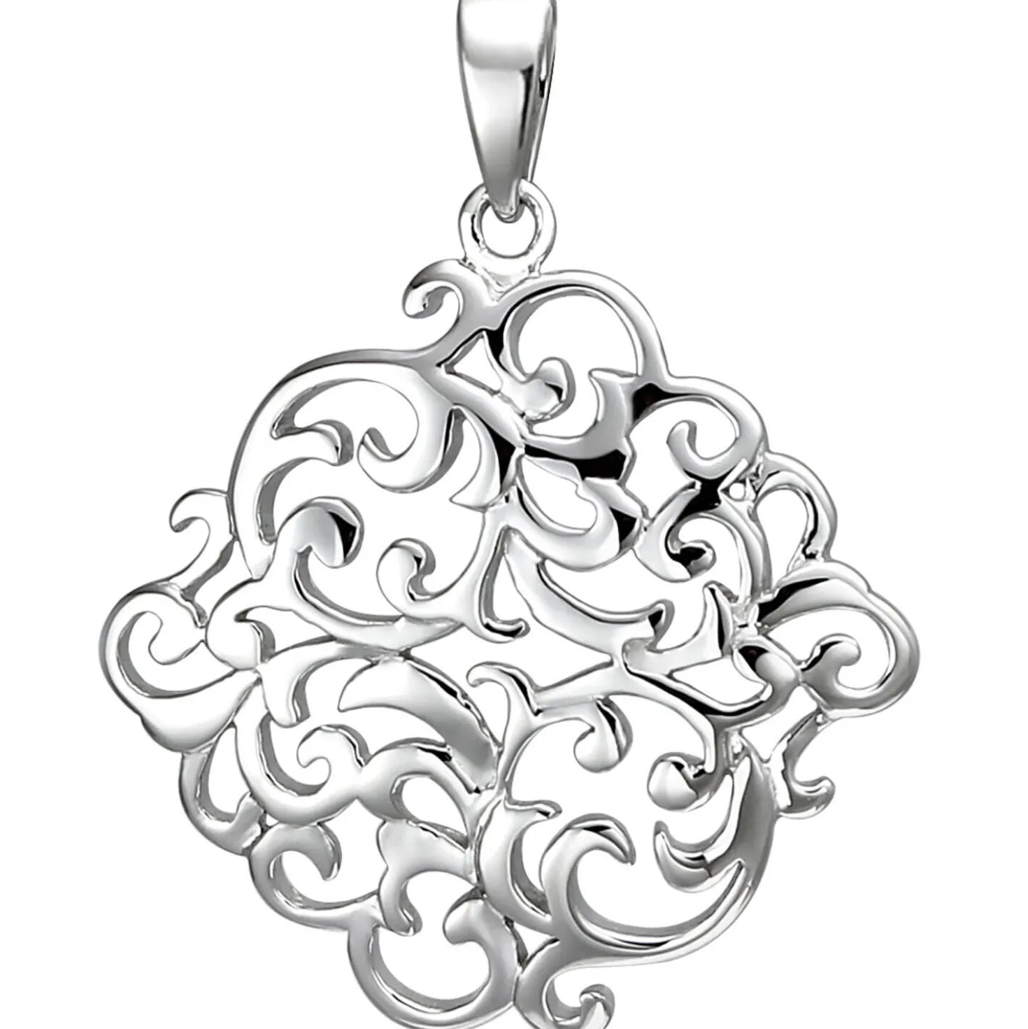 Anhänger 22,7x23,7mm aus 925 Silber mit Ornament Silberanhänger rhodiniert