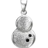 Anhänger 9,9x16,4mm aus 925 Silber mit Struktur 2 schwarze Zirkonia rhodiniert