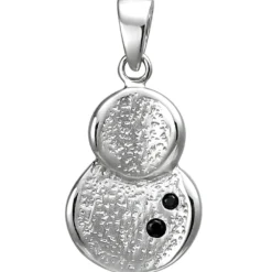Anhänger 9,9x16,4mm aus 925 Silber mit Struktur 2 schwarze Zirkonia rhodiniert