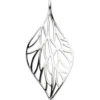 Anhänger 19,9x44,5mm Blatt Blättchen Silhouette aus 925 Silber rhodiniert Damen
