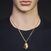 Anhänger 20,5x31mm Büste Jesus mit Dornenkrone aus 585 Gelbgold & Weißgold