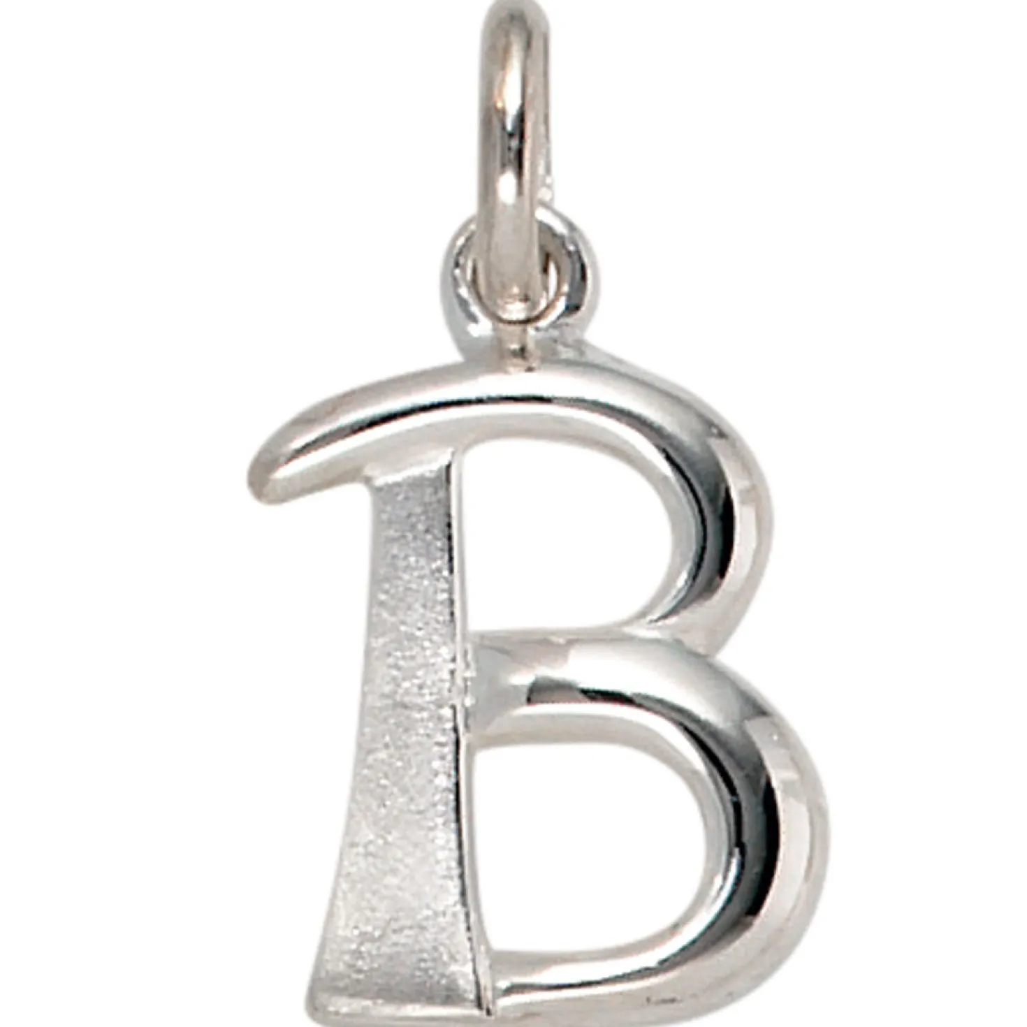 Anhänger 9,9x15,3mm Buchstabe B aus 925 Silber glänzend teilmattiert Unisex