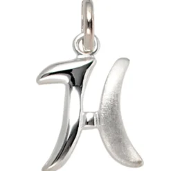 Anhänger 11,4x15,4mm Buchstabe H aus 925 Silber glänzend teilmattiert Unisex