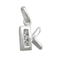 Anhänger 10x7mm Buchstabe K mit Zirkonia aus echtem 925 Silber Damen