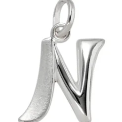 Anhänger 10,7x14,8mm Buchstabe N aus 925 Silber glänzend teilmattiert Unisex