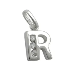 Anhänger 10x7mm Buchstabe R mit Zirkonia aus echtem 925 Silber Damen