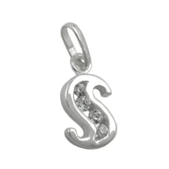 Anhänger 10x6mm Buchstabe S mit Zirkonia aus echtem 925 Silber Damen